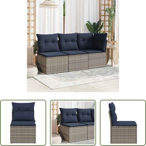Canapé de jardin - Canapé de jardin avec coussin Gris 55 x 62 x 69 cm Poly rotin (1/5)