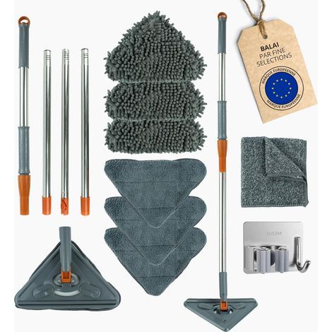 Microfiber Mop Kit, Telescopic Handle, 360° Swivel Head, for Walls and Ceilings (1/5)
