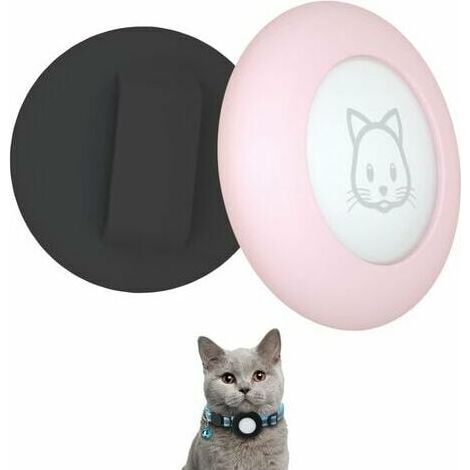 2 Pack Airtag Cat Collar Holder 2022 Compatible with Apple Airtag GPS Tracker Waterproof Case for 3/8" Dog Cat Collar (Black and Pink) (1/5)