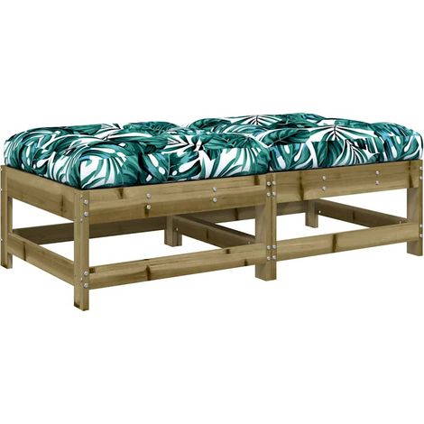 Repose-pieds de jardin et coussins lot de 2 bois pin imprégné (1/5)
