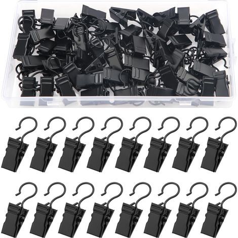 50 Stück Metall-Gardinenclips, Gardinenclips, dekorative Gardinenaufhänger, für Schlafzimmer, Badezimmer, Heimdekoration, Schwarz (1/5)
