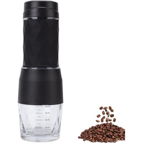 Cosensi - Cafetera portátil - Mini máquina de espresso - Cafetera de mano - Negra - Apta para cápsulas y café molido - Ideal para... (1/5)
