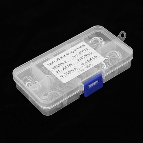 Assortiment de 120 circlips en acier inoxydable (9 à 14 mm) avec boîte (1/5)