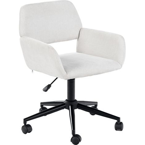 URBAN MEUBLE Sedia da ufficio scandinava in tessuto beige, girevole, regolabile in altezza e con 5 ruote (1/5)