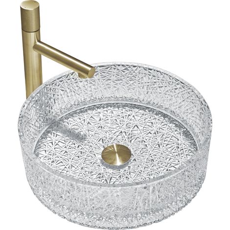 Mexen Dema Glas-Waschbecken Aufsatzwaschbecken 39 x 39 cm, Transparent - 24043900 (1/2)