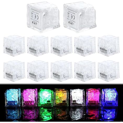 Glaçon Lumineux LED, Lot de 12 Coloré Flash Ice Cube Couleur Lumineux pour Champagne Tour fête Mariage Club et Barre