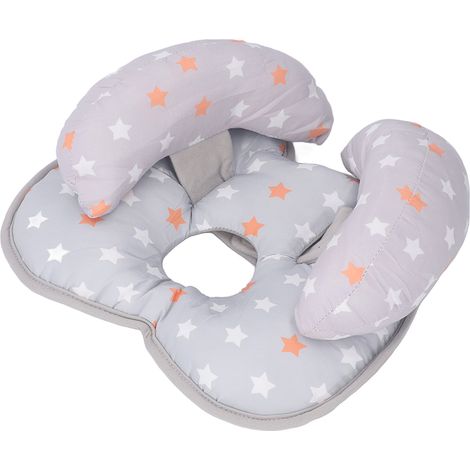 Oreiller de voyage pour bébé, doux et hypoallergénique, pour siège auto. Oreiller de soutien réglable pour la tête et la nuque de bébé. Oreiller de nuque à motif étoiles. (1/5)