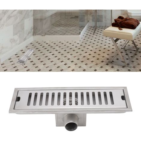 Tuyau d'évacuation linéaire de douche de 30 cm, caniveau d'évacuation rectangulaire pour sol de douche, drainage rapide avec clapet anti-odeurs, convient aux filtres à cheveux de salle de bain et de c (1/5)