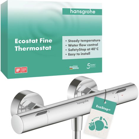 Hansgrohe – Mitigeur thermostatique de douche chrome – Arrêt de sécurité à 40 °C – Débit 17 l/min – Cartouche thermostatique – 13324000