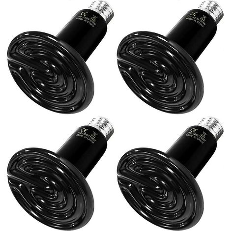 Lot de 4 ampoules chauffantes en céramique 150 W pour reptiles, sans lumière, pour couveuse ou poulailler. (1/5)