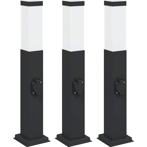 Balizas de luz con toma de corriente, 3 unidades, 50 cm, color negro, IP44 vidaXL