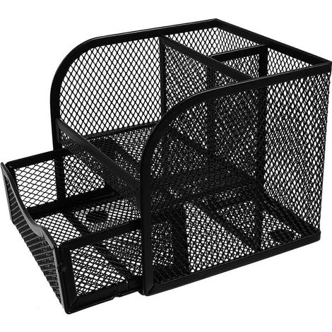 Boîte de rangement à tiroir pour fournitures de bureau, organiseur d'accessoires divers-13X12.7X12.5CM-Black (1/3)