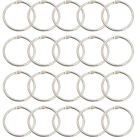 20 anneaux - 55 mm - Anneaux métalliques - Pour feuilles volantes - Pour classeur à anneaux - Porte-clés - Idéal pour le scrapbooking, les albums et les loisirs créatifs - Pour organiser et relier des (1/5)