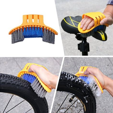 Nettoyeur de chaîne de vélo 6 pièces - Kit de brosses de nettoyage - Brosse de nettoyage multifonctionnelle pour vélo - Accessoire VTT - Outil d'entretien - Convient aux VTT, vélos de route, vélos de  (1/5)