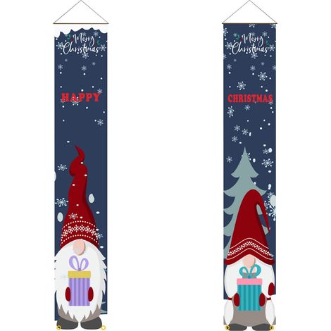 Panneau De Décoration De Noël - Bannière Extérieure Porte Ou Porche - 31 X 180 Cm - En Polyester 600D - 1 Pièce