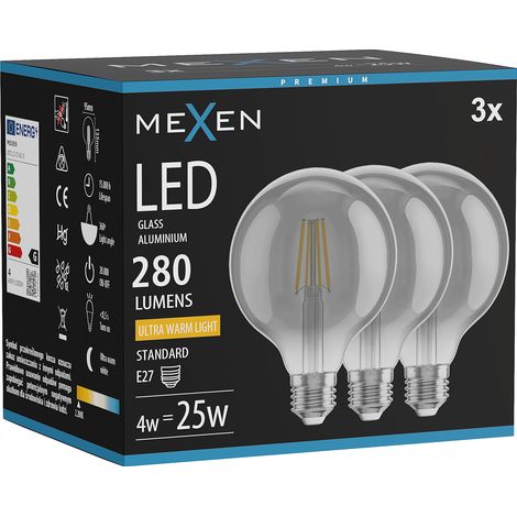 Mexen Vintis 3x Ampoule filament LED E27, G95, 4W, Chaude - 2200K, 280 lm, fumée - L157-E27-0422-70x03 (1/5)