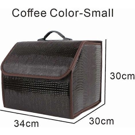 Boîte de rangement pliable pour voiture, organisateur en cuir grain crocodile pour coffre, sac de rangement étanche (marron - S)