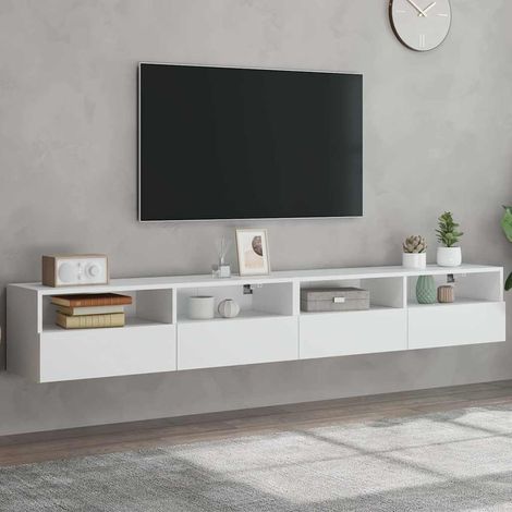 vidaXL Meubles TV muraux 2 pcs blanc 100x30x30 cm bois d'ingénierie (1/5)