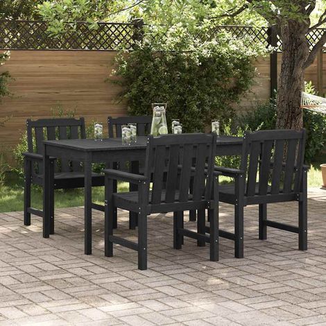 vidaXL Sedia da Giardino 4 pcs Nero 65.5 x 59 x 88 cm Polietilene (1/5)