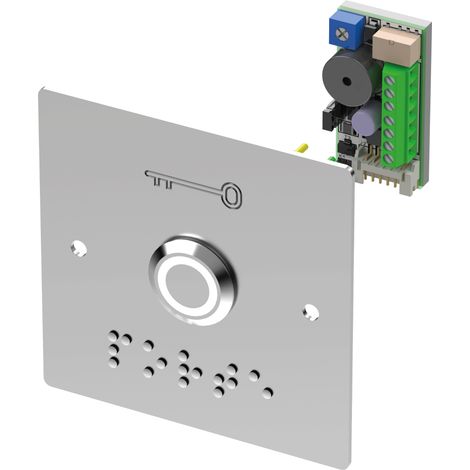 Pulsante INOX PMR LED Verde/Bianco, placca e braille - SEWOSY - PB19VBBBL (1/2)