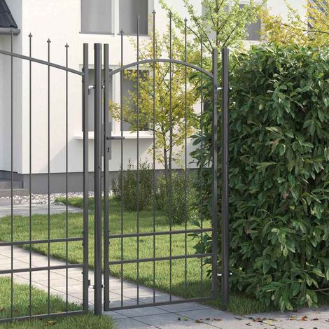 Puerta de jardín WOERDEN 200 x 100 cm Acero Gris Con cerradura vidaXL