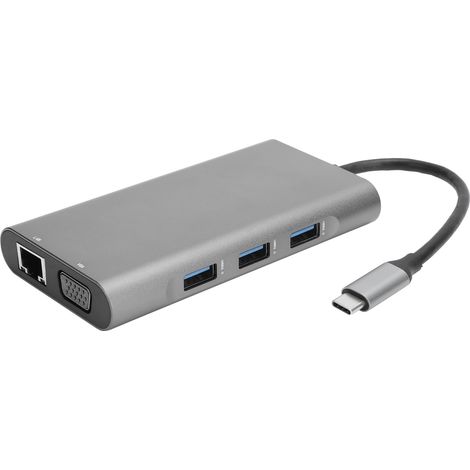 Station d'accueil Z030 10-en-1 avec ports USB 3.0, PD, HDMI, RJ45, VGA, lecteur de cartes et audio 3.5mm (1/5)