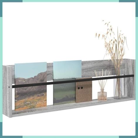 890822 étagère à magazines avec étagère Gris Sonoma 100 x 12 x 30 cm (1/5)