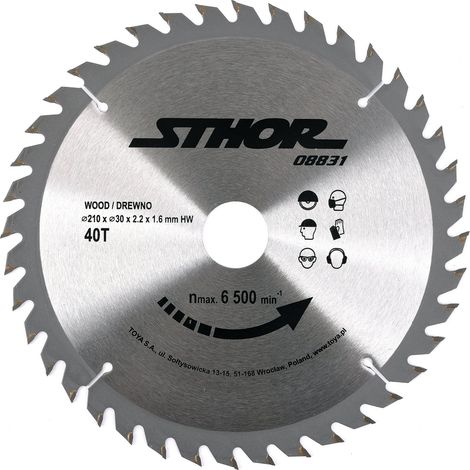 Lame de scie circulaire Sthor 08831 210 mm 40 dents
