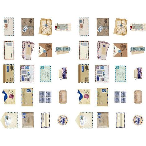 Vintage 40-teiliges Set multifunktionaler Papieretiketten für DIY-Scrapbooking, Notizbücher und Retro-Stil (1/5)