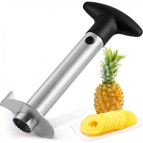 BEBUSINGOTO Cortador de piña, pelador de piña de acero inoxidable, herramienta de cocina con hoja afilada para cortar rodajas de fruta en cubos. (1/5)