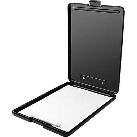 Porte-documents en plastique noir, gain de place, idéal pour ranger copies d'examen et documents. (1/5)