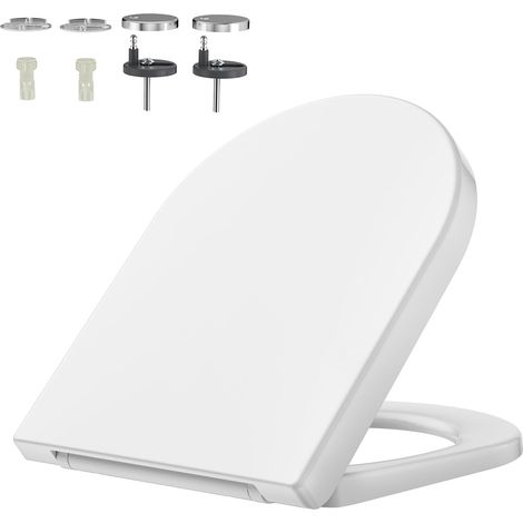 Siège de toilette universel en forme de D avec nano-émail antibactérien, conception ergonomique et système de dégagement rapide (1/5)