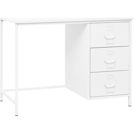 Scrivania Industriale con Cassetti Bianca 105x52x75 cm Acciaio vidaXL