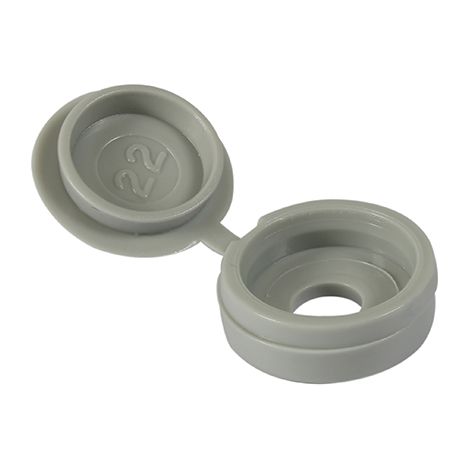 TIMCO Hinged Screw Caps Large Light Grey - To fit 5.0 to 6.0 Screw (1/2)