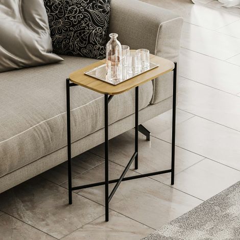Petite table bois rectangulaire - structure métal noir JENA (1/5)