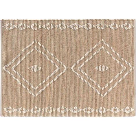 Tapis Déco en Jute & Laine "Floty" 120x170cm Beige (1/5)
