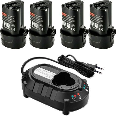 4X Battterie pour Makita BL1013 10,8 V 1500 mAh Li-thium pour Makita Batterie BL1014 BL1015 194550-6 194551-4 195332-9 DF030D DF330D TD090D & Chargeur (1/4)