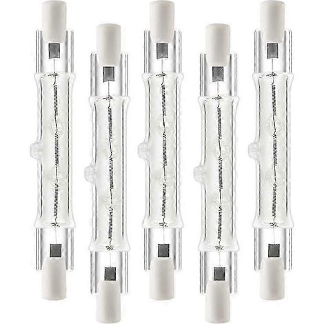 5er-Packung lineare Halogenlampen R7S, 118 mm, 300 W, 230 V, dimmbar, für Landschaftsbeleuchtung und Bauarbeiten. Klar.