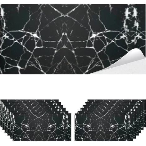 Piastrelle Adesive in PVC Effetto Marmo, Impermeabili per Restauri Interni marmo nero