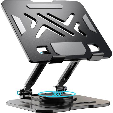 Support de tablette, support de bureau rotatif à 360°, réglable et pliable, support de tablette en acier inoxydable