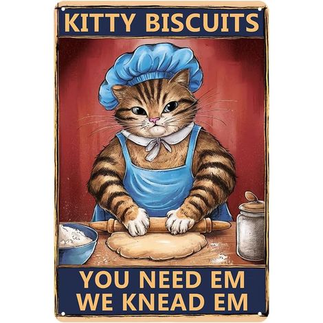 Plaque métallique chat – Décoration cuisine vintage pour amateurs de chats, cadeau humoristique pour femme (1/5)