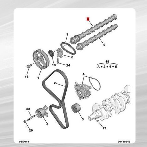 9825013780 is suitable for Citroën Peugeot 208, 308, and 5008 engine camshafts. (1/4)