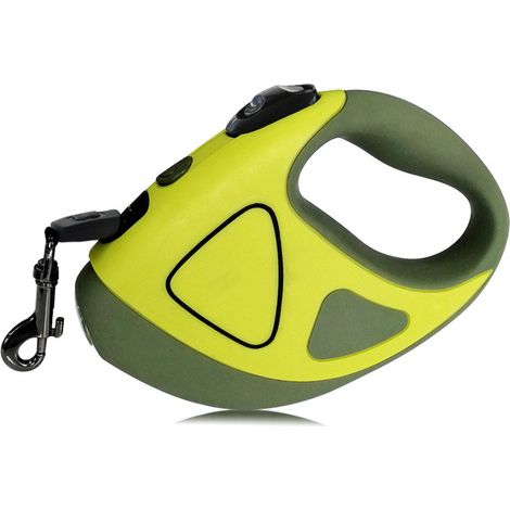 Laisse rétractable de 5 m avec lampe torche LED pour chiens de petite, moyenne et grande race, laisse extensible pour les promenades nocturnes (1/5)