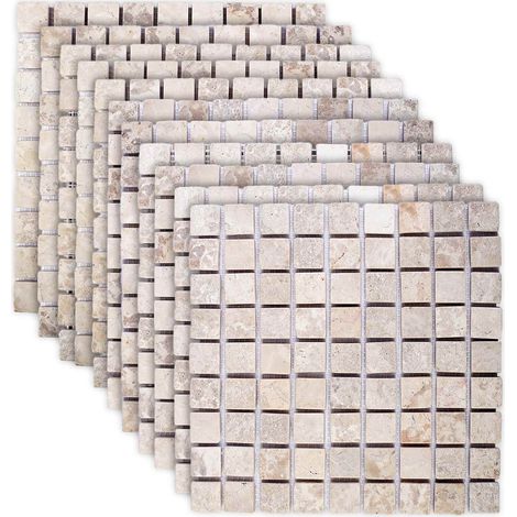 Baldosas de Mosaico Crema 30 x 30 cm Mármol vidaXL (1/5)