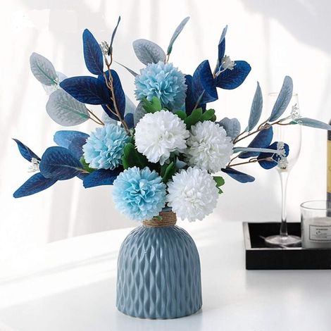 Fleurs Artificielles Avec Vase Faux Hortensia Arrangements Floraux Pour La Décoration De Mariage De Fête De Jardin À La Maison (1/4)