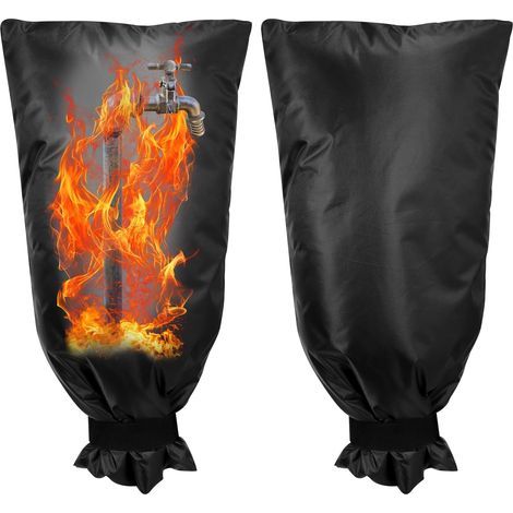 Housse de robinet noire, 70 x 38 cm, sac de robinet épais en 2 pièces, étanche, résistant au gel et au froid, protection pour robinet de jardin. (1/5)