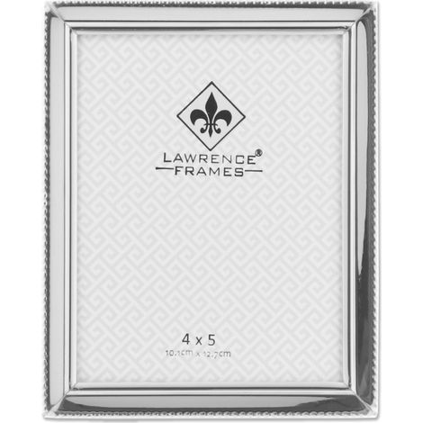 Cadre photo à bordure perles 10 x 12,7 cm Plaqué argent poli (1/5)