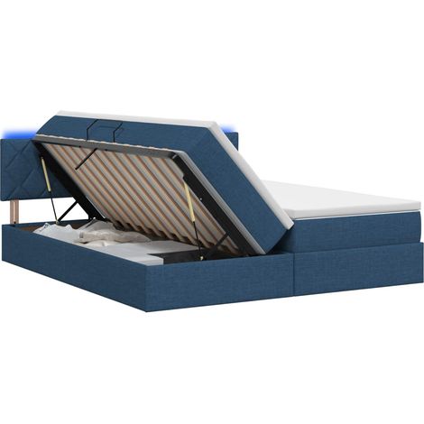 Maison Exclusive - Letto con contenitore LED e materasso Blu 200 x 200 cm Tessuto (1/5)