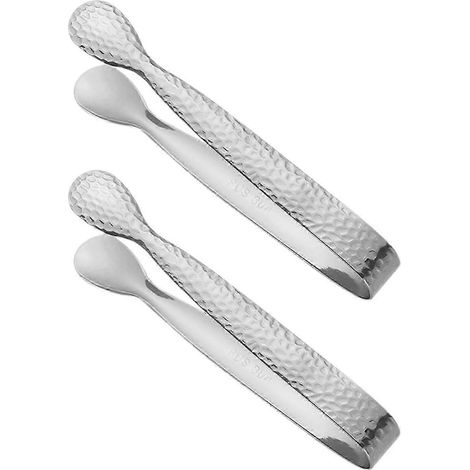 Pinces à glaçons en acier inoxydable poli miroir, ensemble de 2 mini pinces de table de 11 cm (4,3 pouces), idéal pour le thé. (1/5)