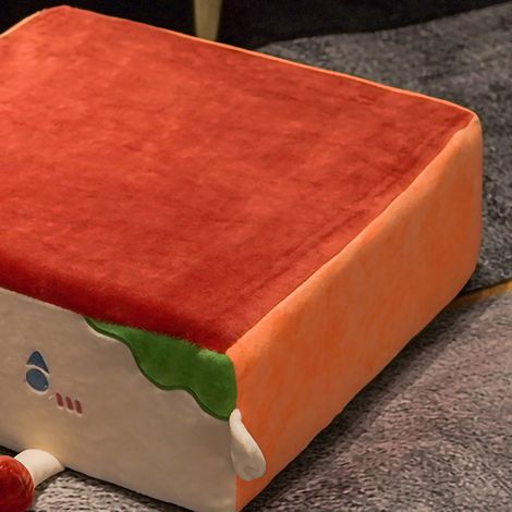 Coussin de Sol Épais Forme Losange Rouge Vin, Antidérapant Amovible avec Fermeture Éclair, Motif Cartoon Mignon, Peluche Douce, Coussin de Siège Décoratif pour Salon (1/4)